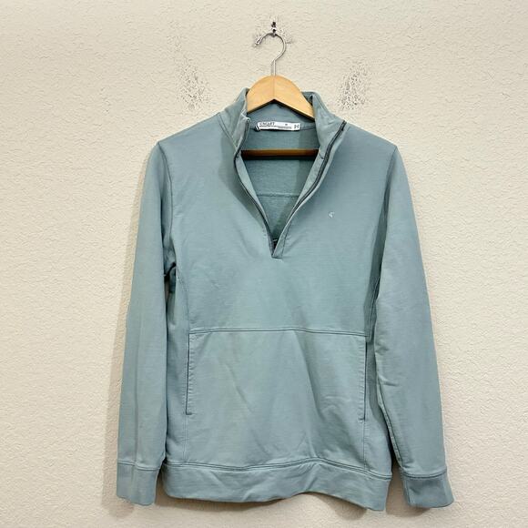 CRIQUET 1/4 Zip Pullover Stone Blue Cotton Stretch Golf Sweater Preppy - Picture 1 of 8